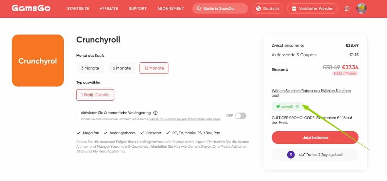 crunchyroll günstiger
