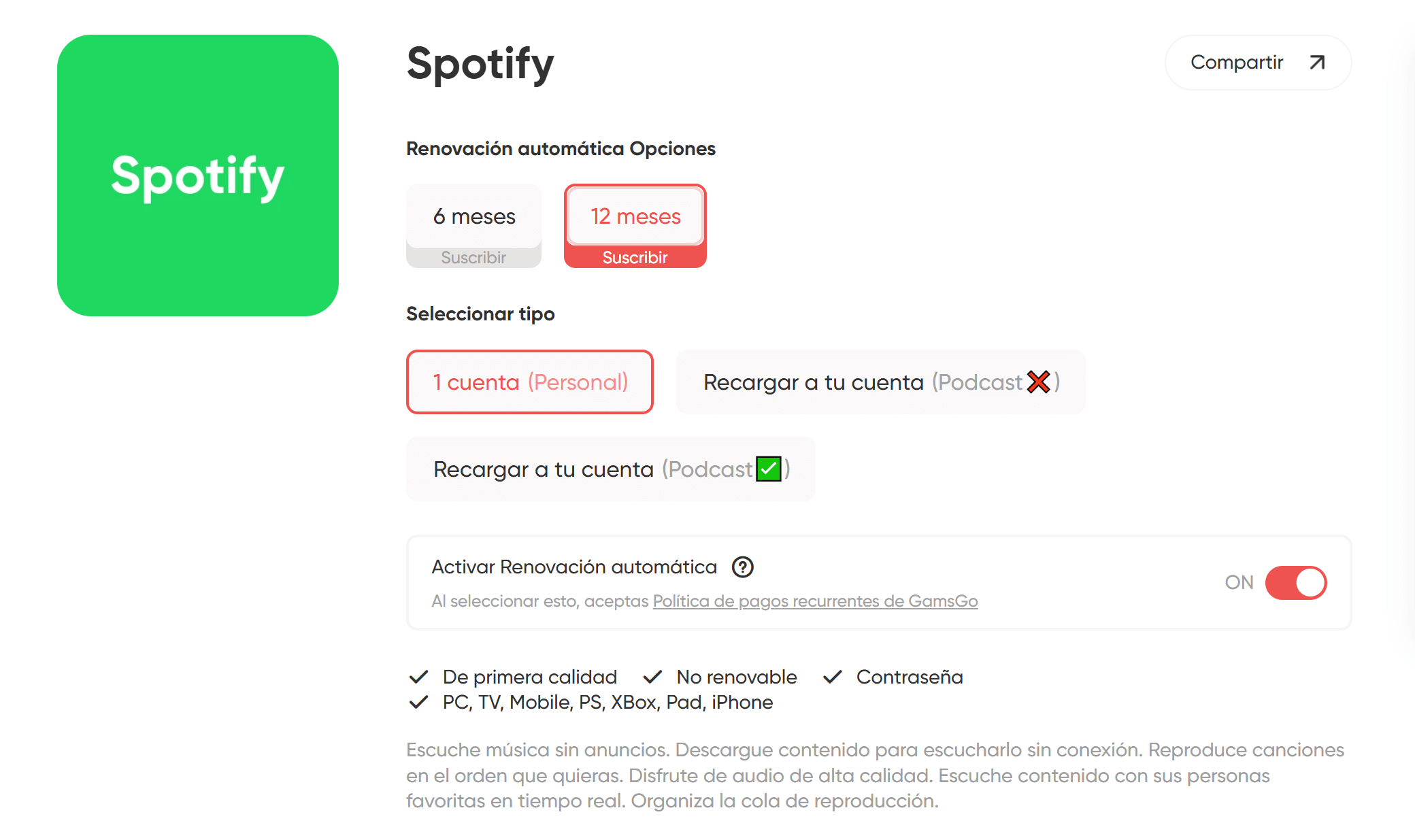 Una forma estable y económica de suscribirse a Spotify Premium