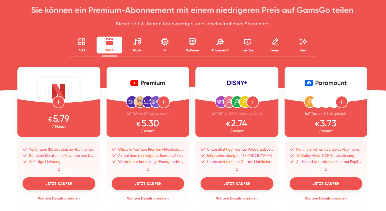 Schritt 2: Disney Plus auf GamsGo teilen