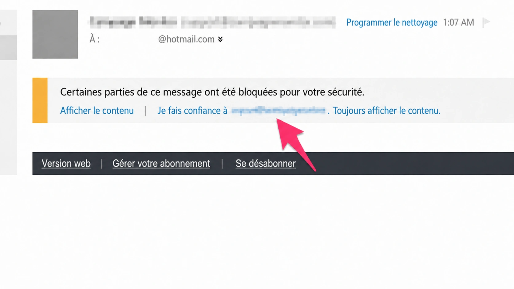 ajouter un e-mail à la liste blanche dans Outlook