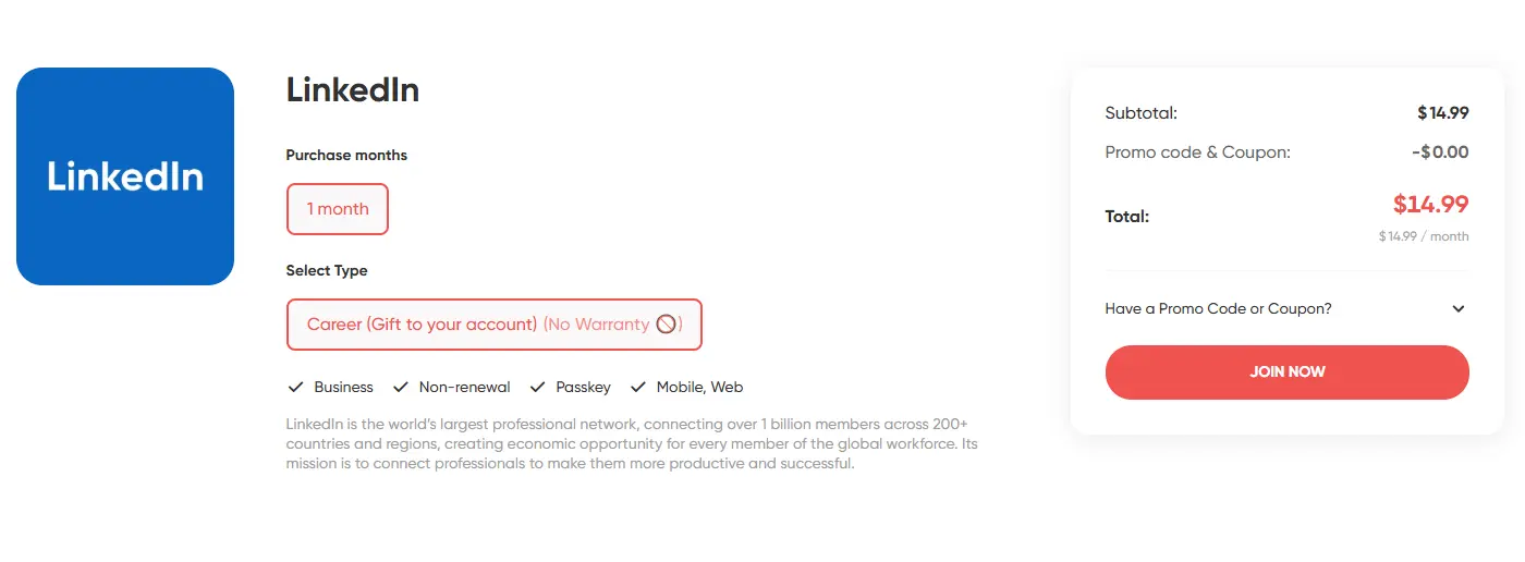 LinkedIn subsciption discount
