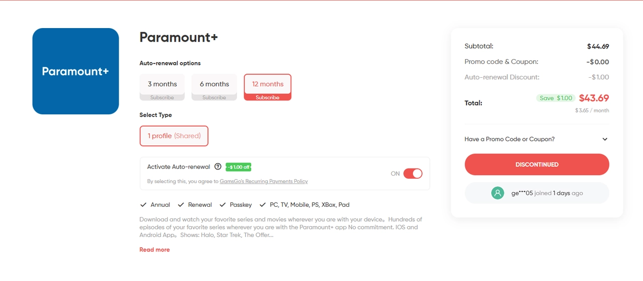 paramount plus deals