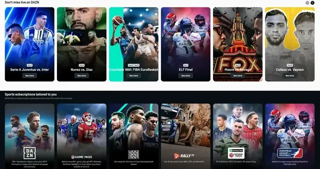 Meilleur streaming sport et TV en direct : DAZN