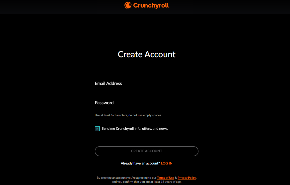 Create a new account