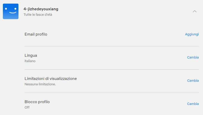 blocco del profilo Netflix
