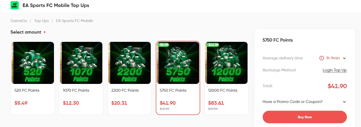 FC Mobile Points discount