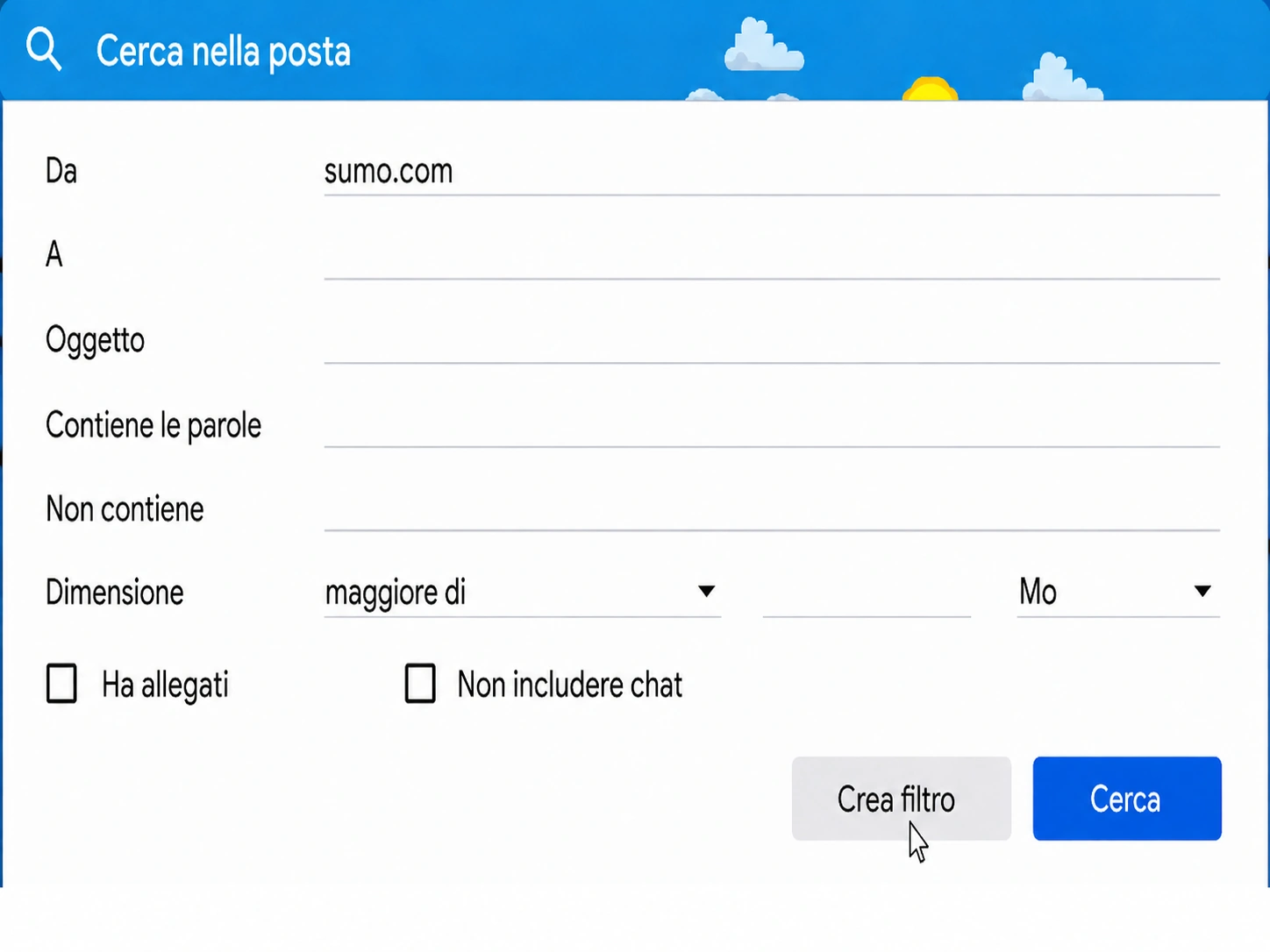 inserire e-mail su Gmail nella whitelist