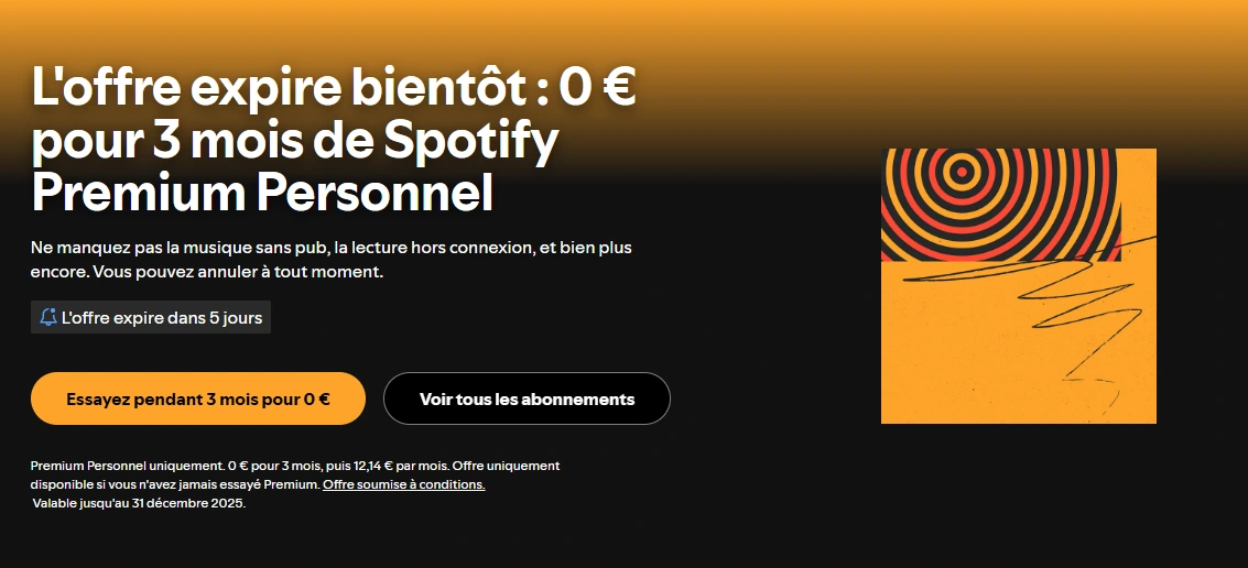 Essai gratuit Spotify