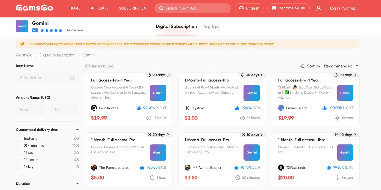 Marketplace de comptes