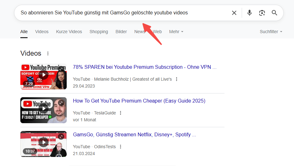 Gelöschte YouTube-Videos mit einer Suchmaschine finden