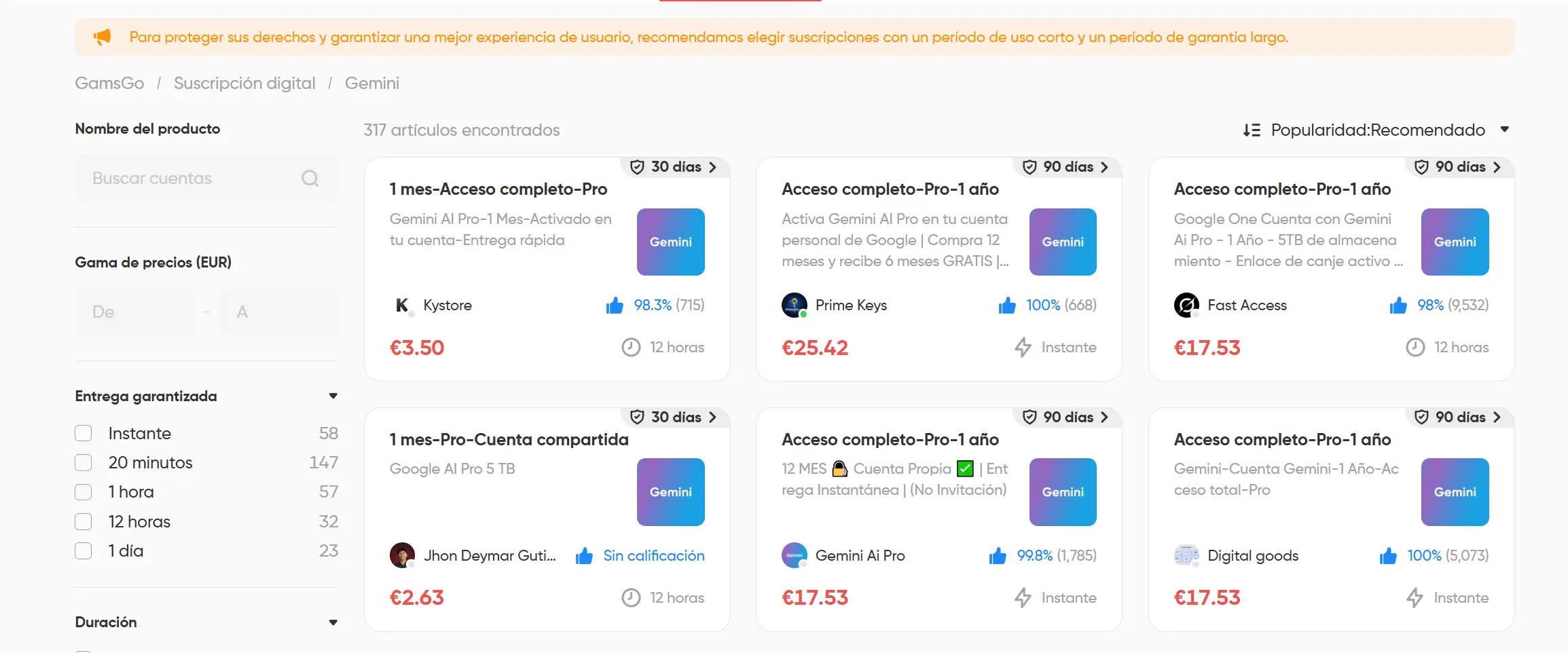 Cuenta de Gemini