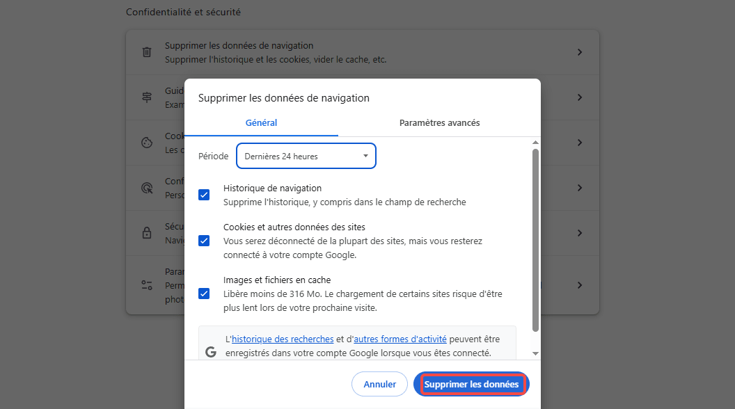 pour résoudre le problème chat gpt ne fonctionne plus, videz le cache du navigateur et supprimez les cookies