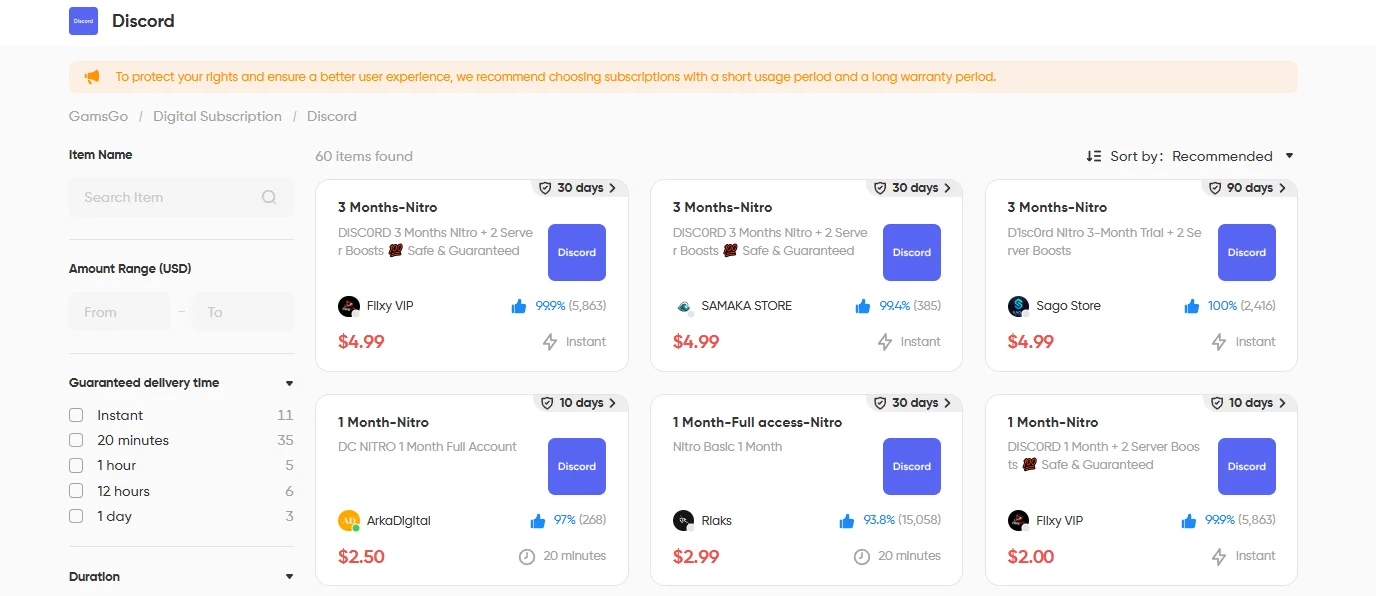 Cheap Discord Nitro subscription