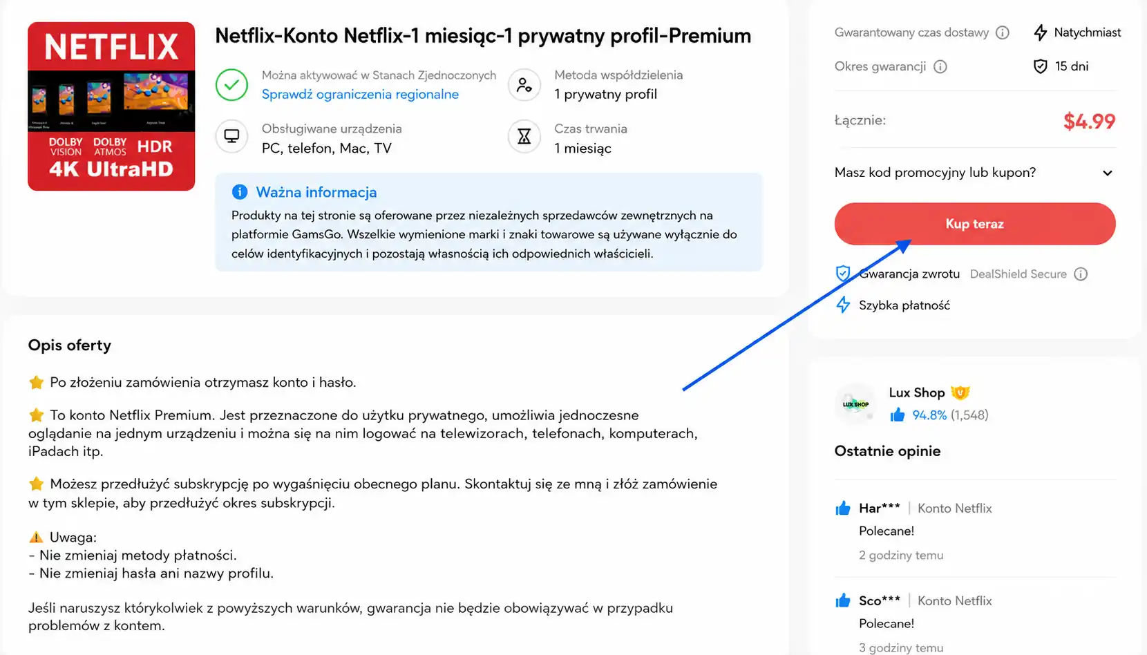 odnowienie Netflix