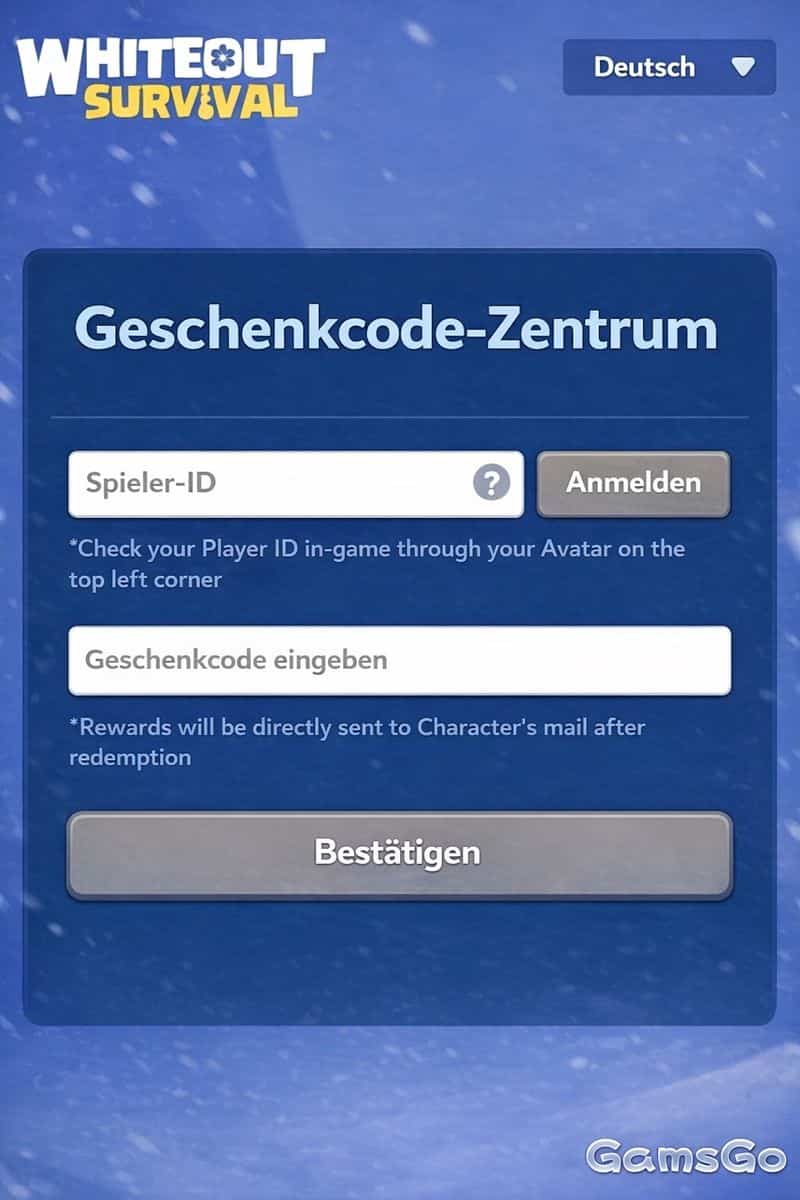 Offizielles Gift Code Center