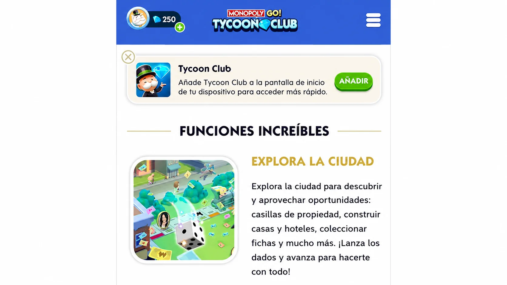 Acceso directo del Monopoly GO Tycoon Club