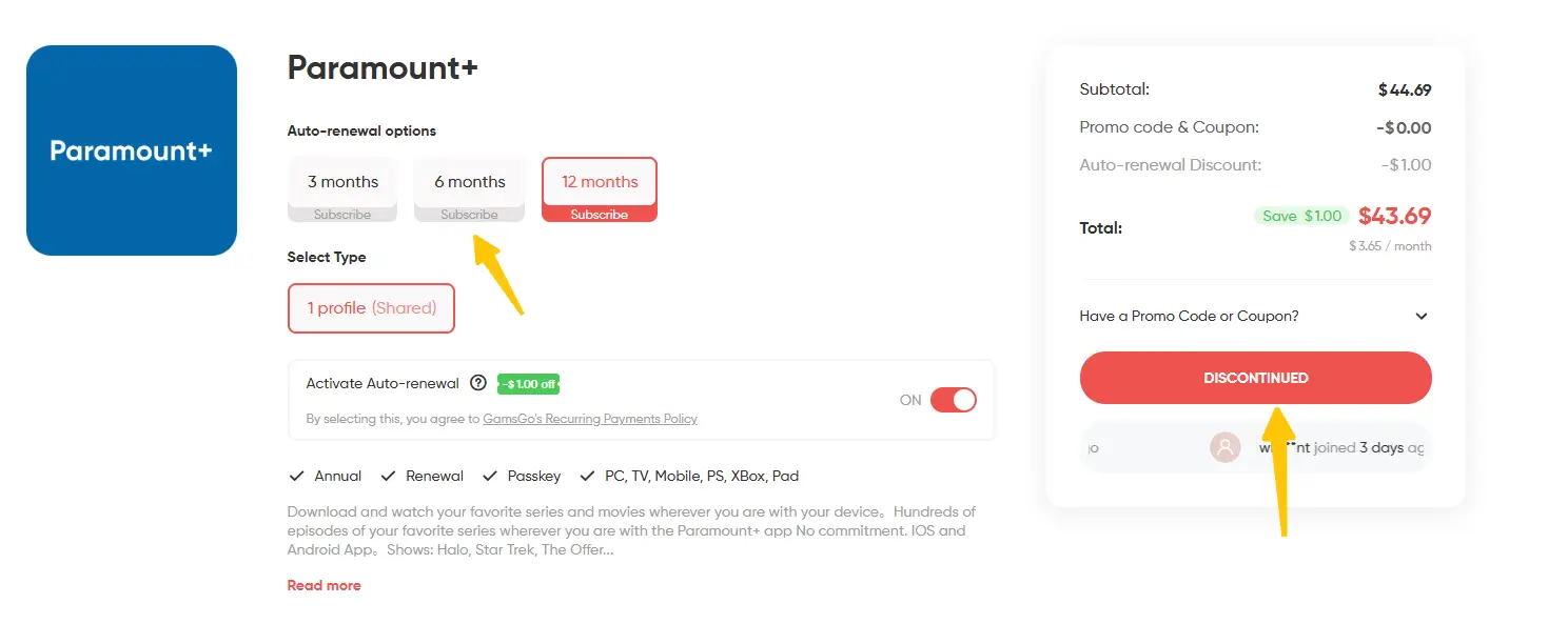 How to share Paramount Plus on GamsGo