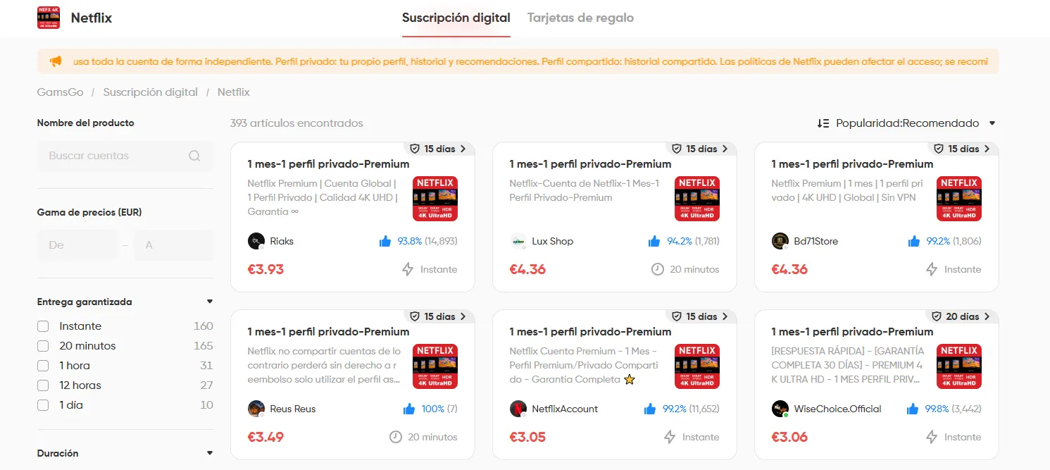 oferta de Netflix