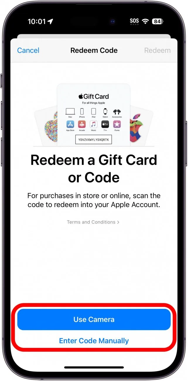 redeem an App Store gift card on iOS
