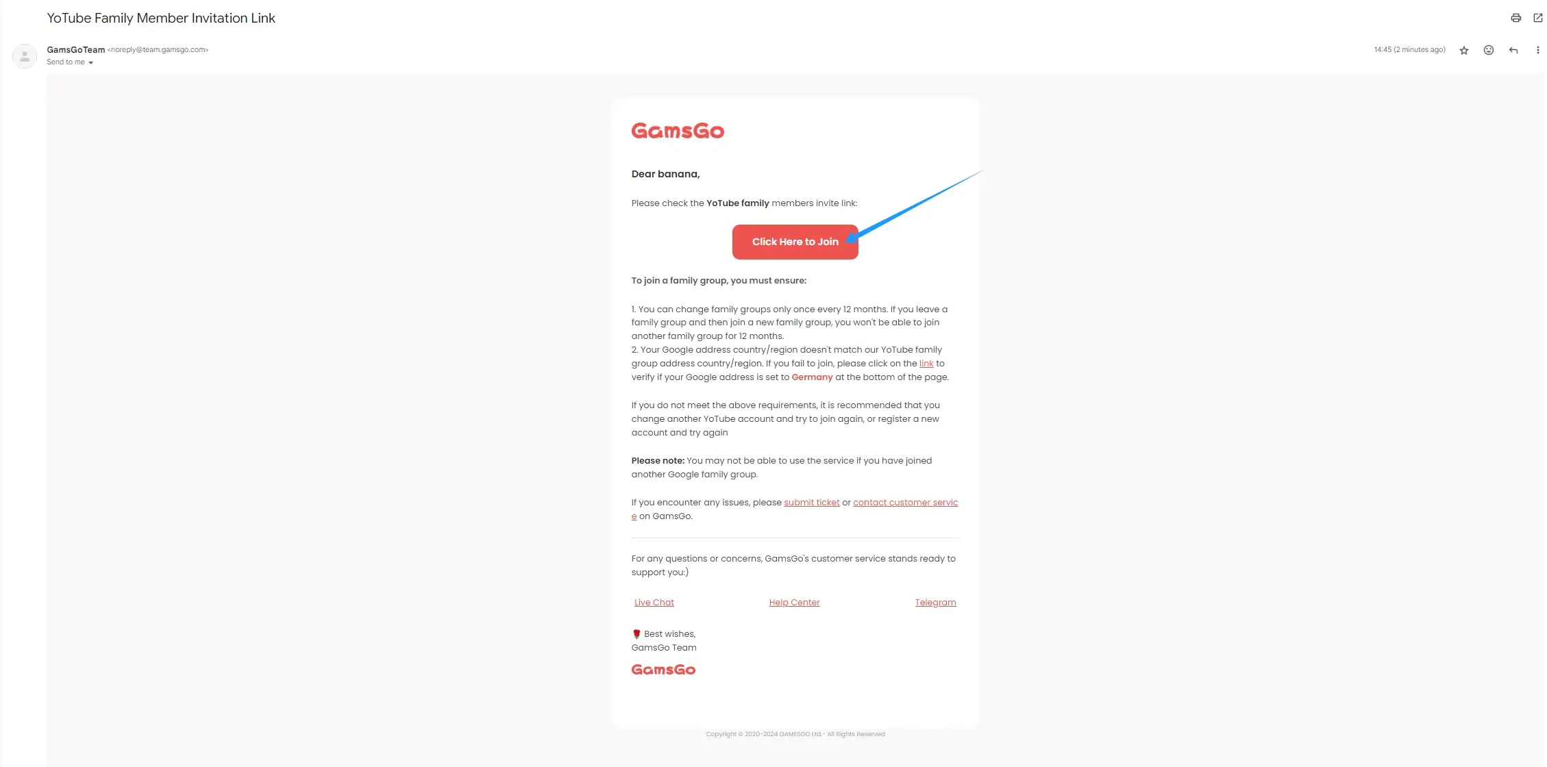 E-Mail prüfen, um der Gruppe beizutreten