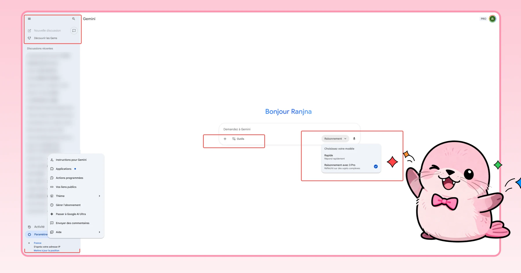 Comprendre l’interface de base de Gemini