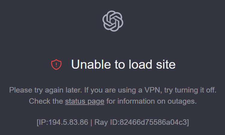 unable to connect to chatgpt due to network problems