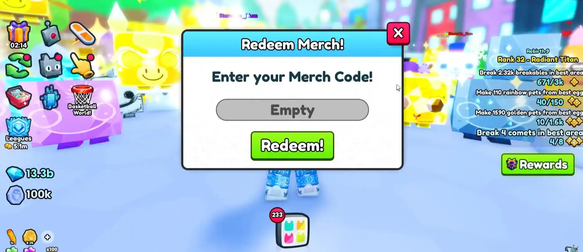 Redeem Pet Simulator 99 Codes step 3