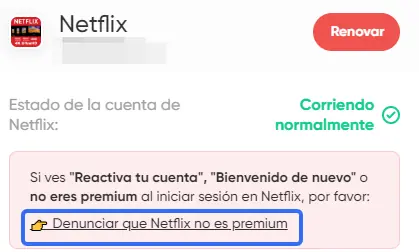 reportar que netflix no es premium en GamsGo