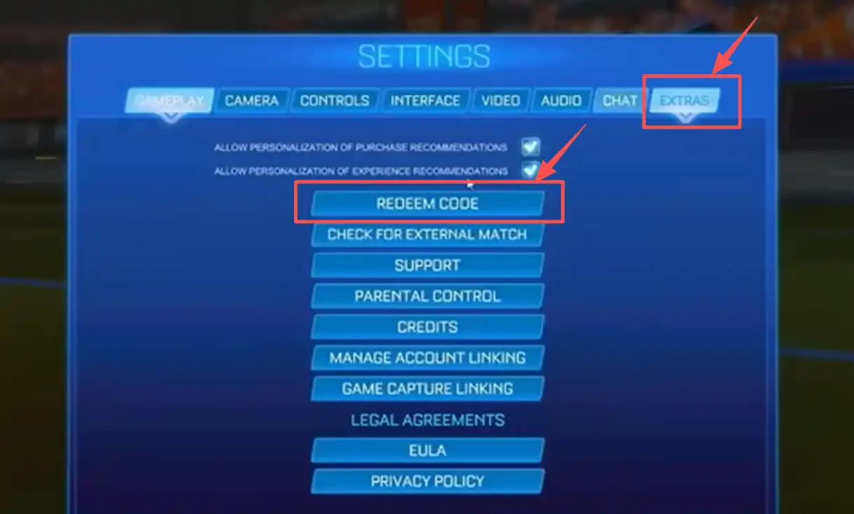 Redeem Rocket League Codes step 3