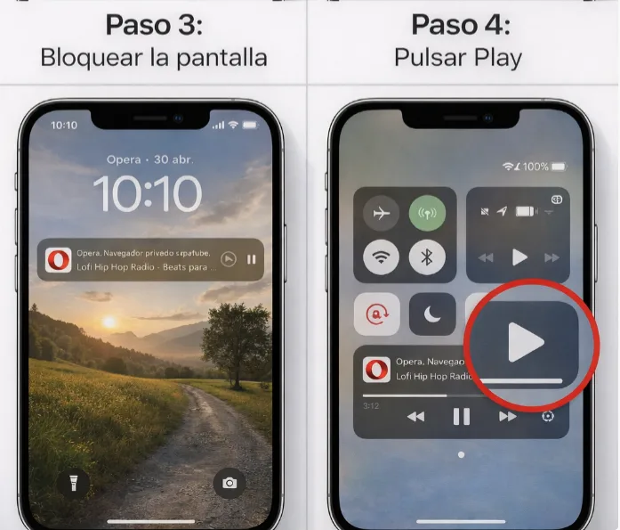Usar el Centro de control para reproducir YouTube en segundo plano