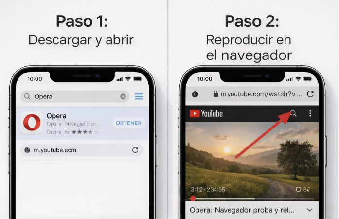 Ver YouTube en el navegador Opera