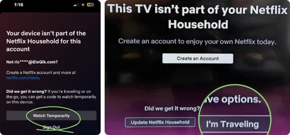 Opzione Sono in viaggio su Netflix
