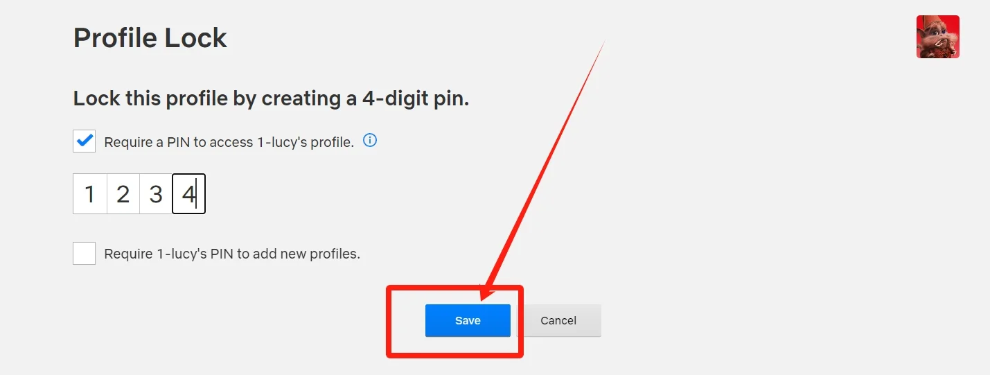 Salvare il PIN del profilo Netflix
