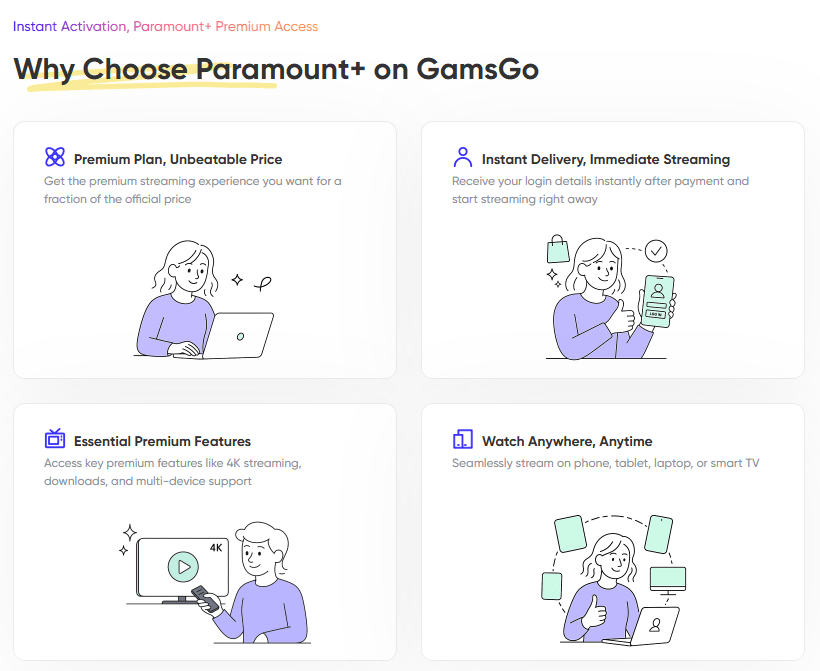 why choose paramount+ on GamsGo