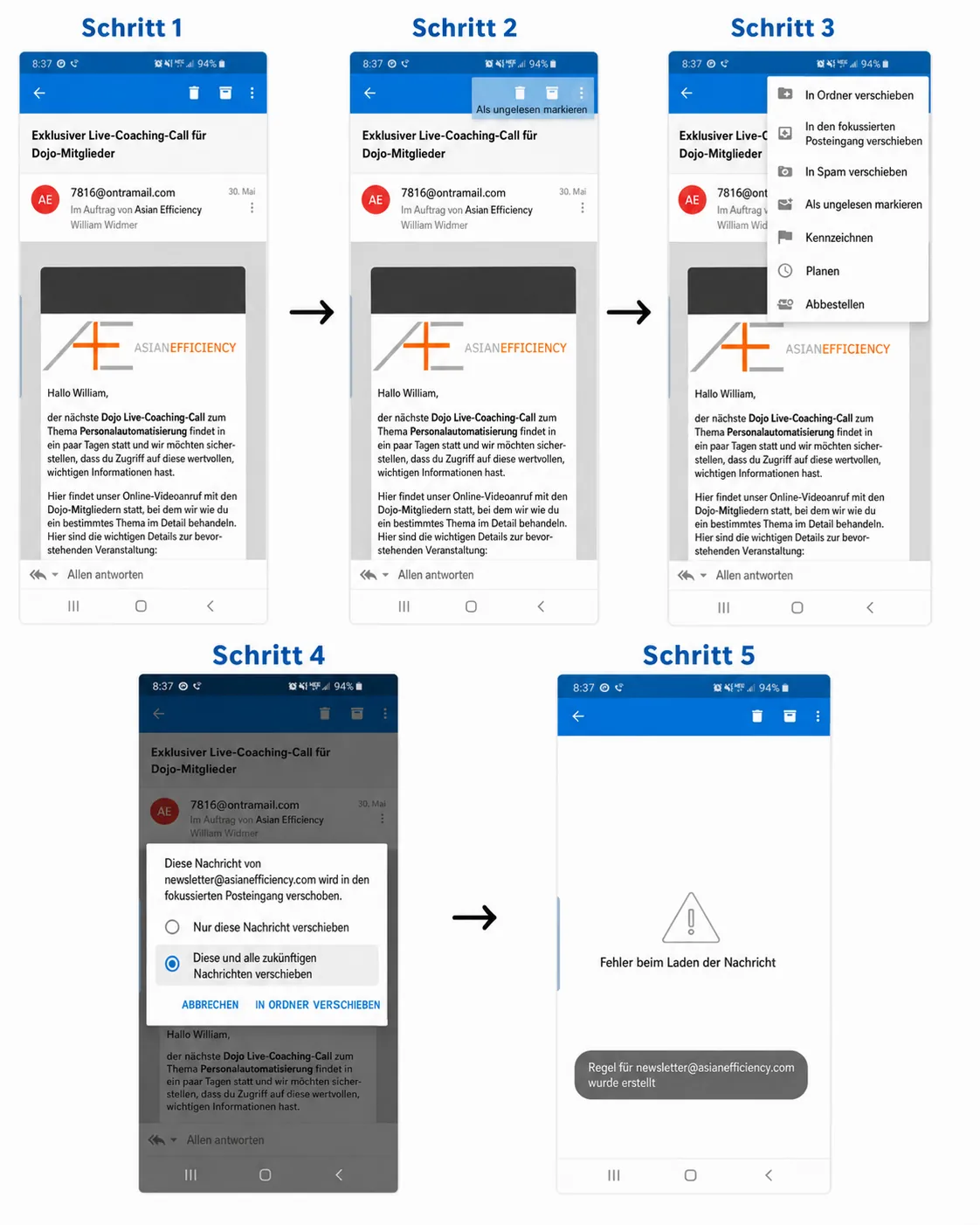 E-Mail in Outlook auf die Whitelist setzen