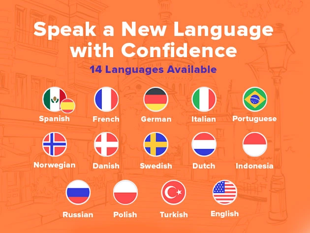 Babbel language courses showing 14 mainstream European languages