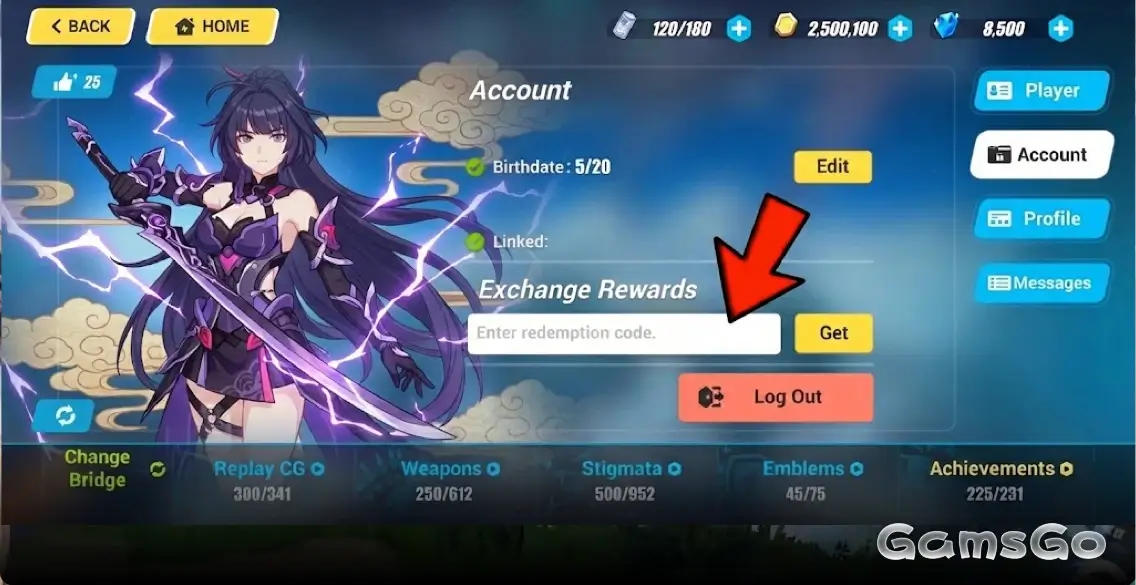 Step 3: Enter hi3 codes