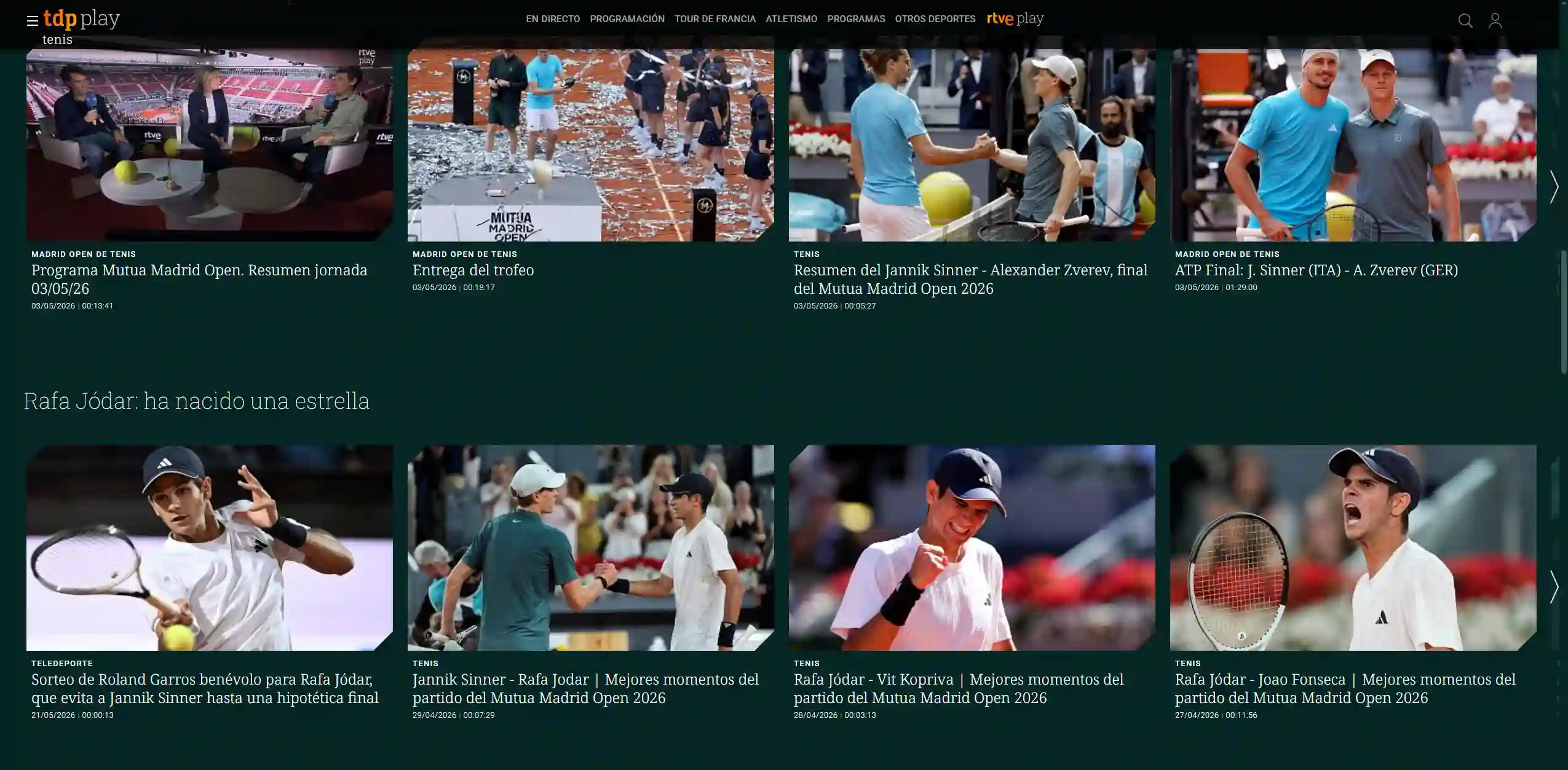 RTVE Play tenis