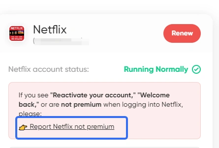 report Netflix not premium on GamsGo