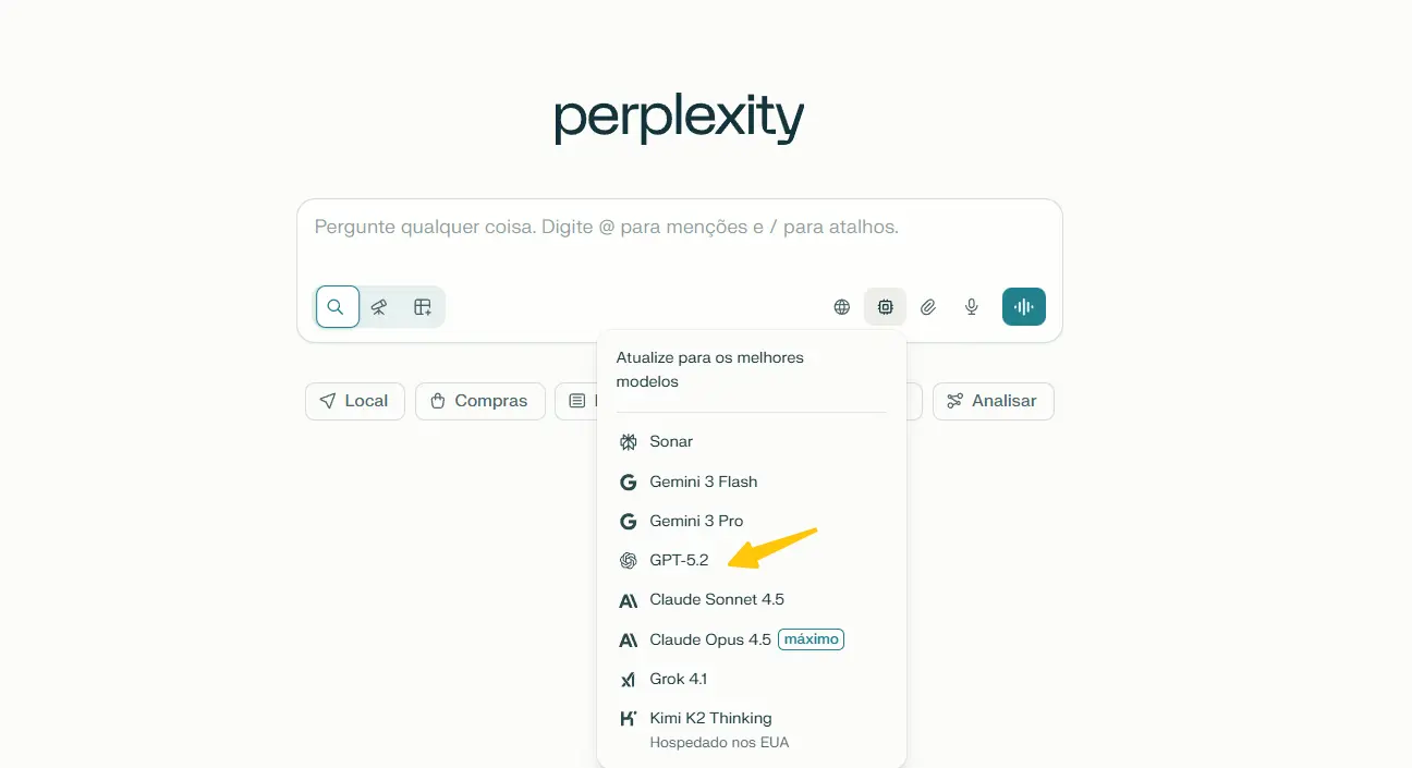 Use o ChatGPT 5.2 grátis via Perplexity AI