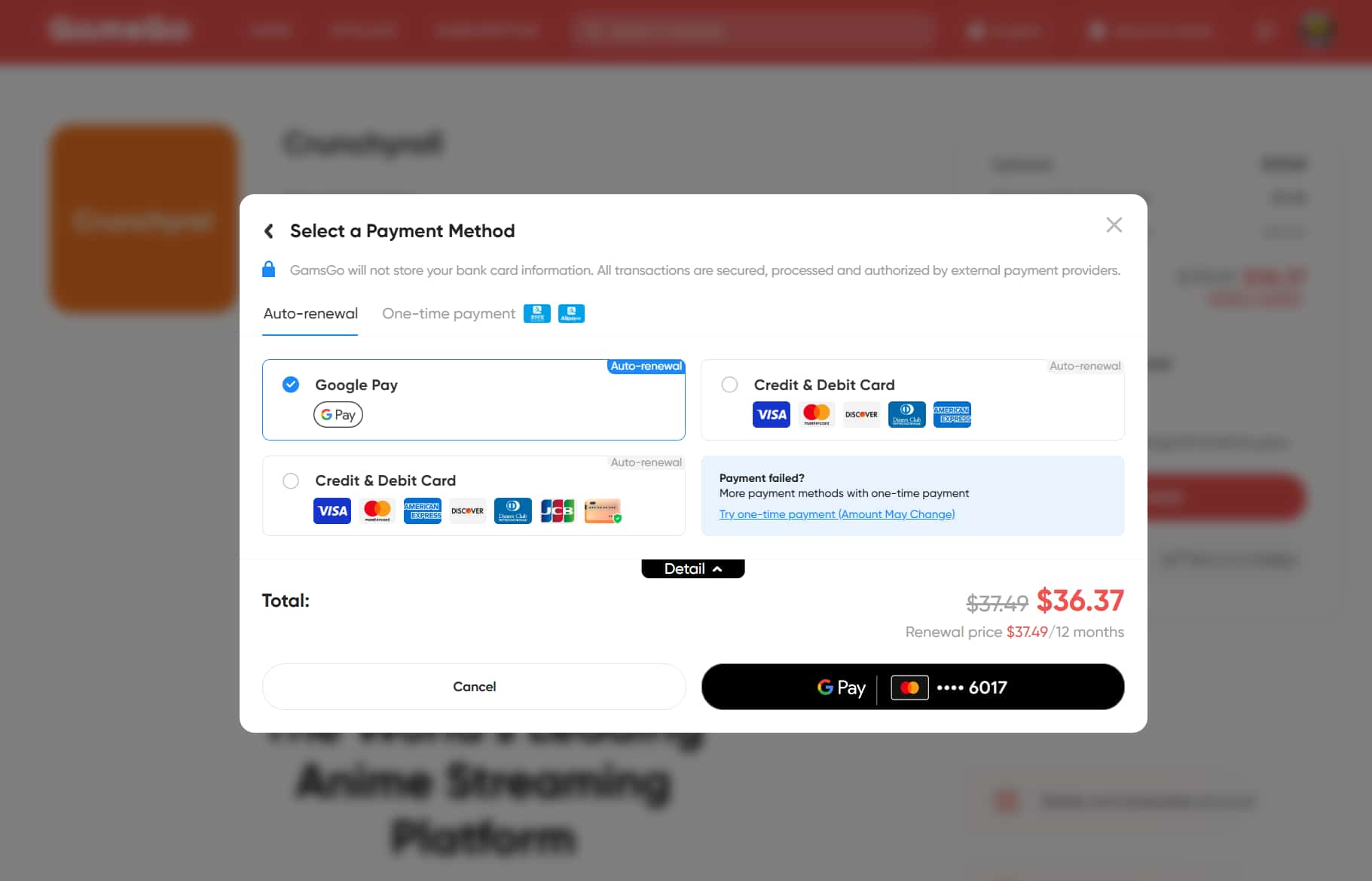 how much does a crunchyroll membership cost