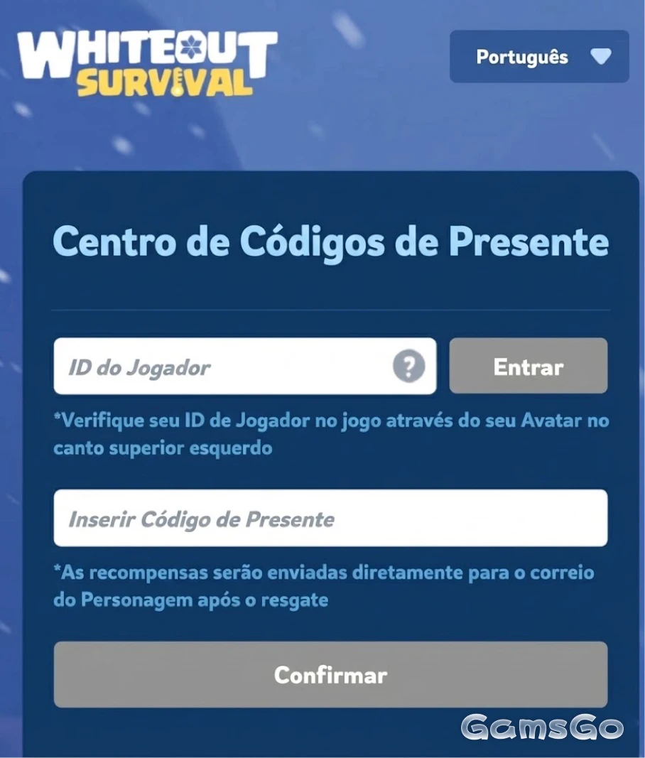 Passo 2 Site oficial de resgate de códigos