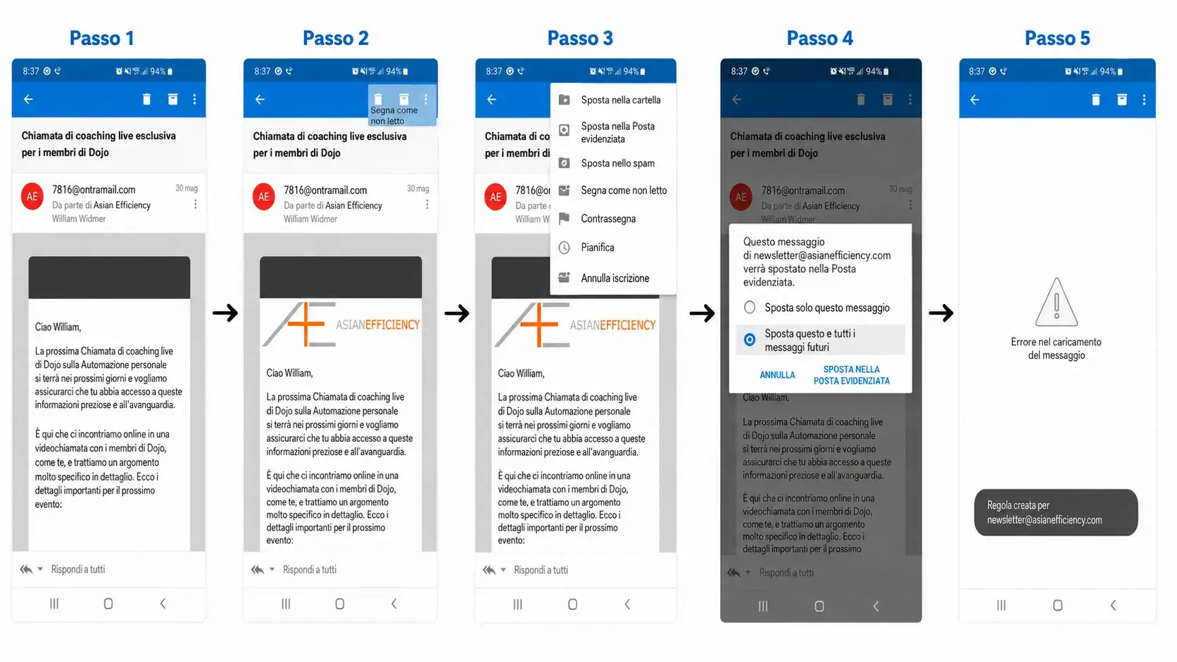 inserire e-mail nella whitelist in Outlook