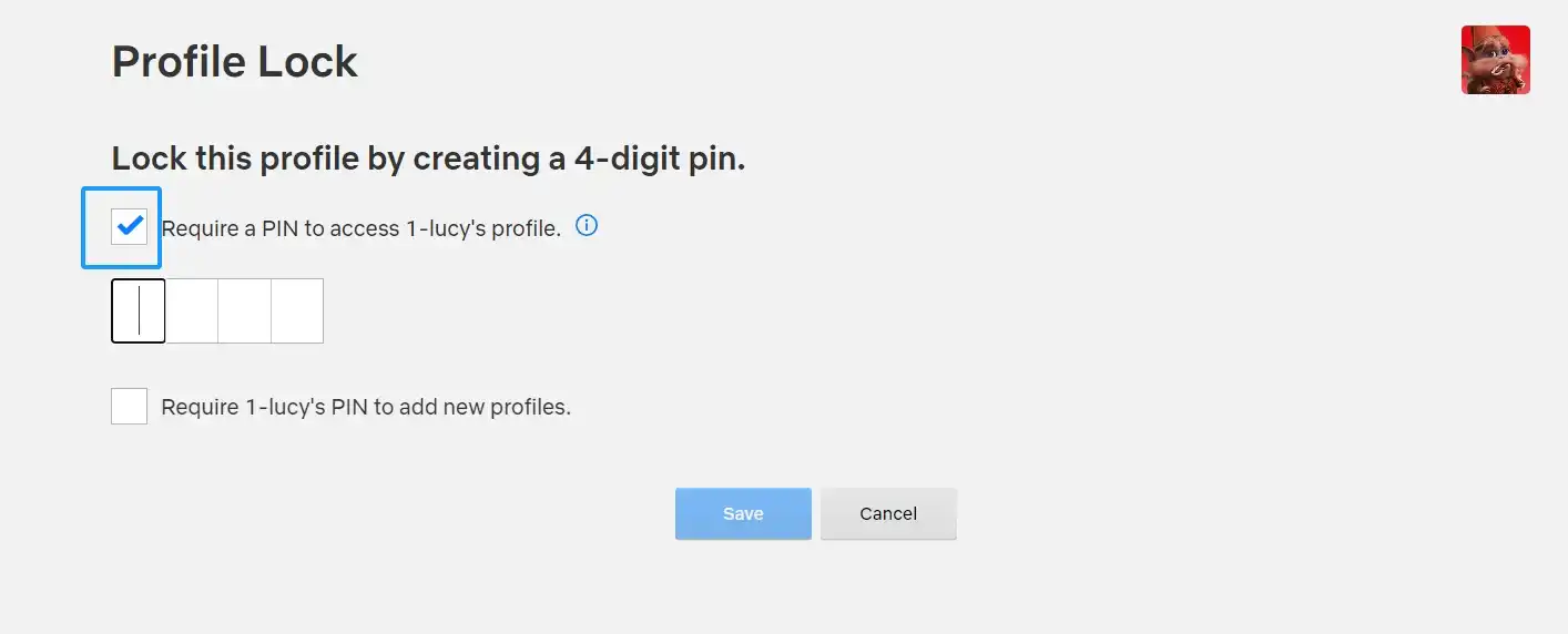 creare PIN del profilo Netflix a quattro cifre