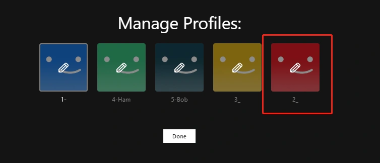 select profile to rename