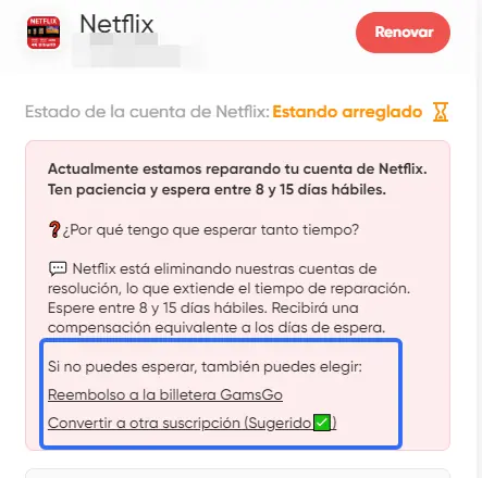 soluciones alternativas de GamsGo para el problema de suscripción a Netflix Premium
