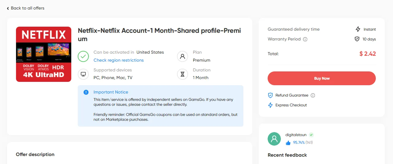 How to Buy Netflix Subscription on GamsGo