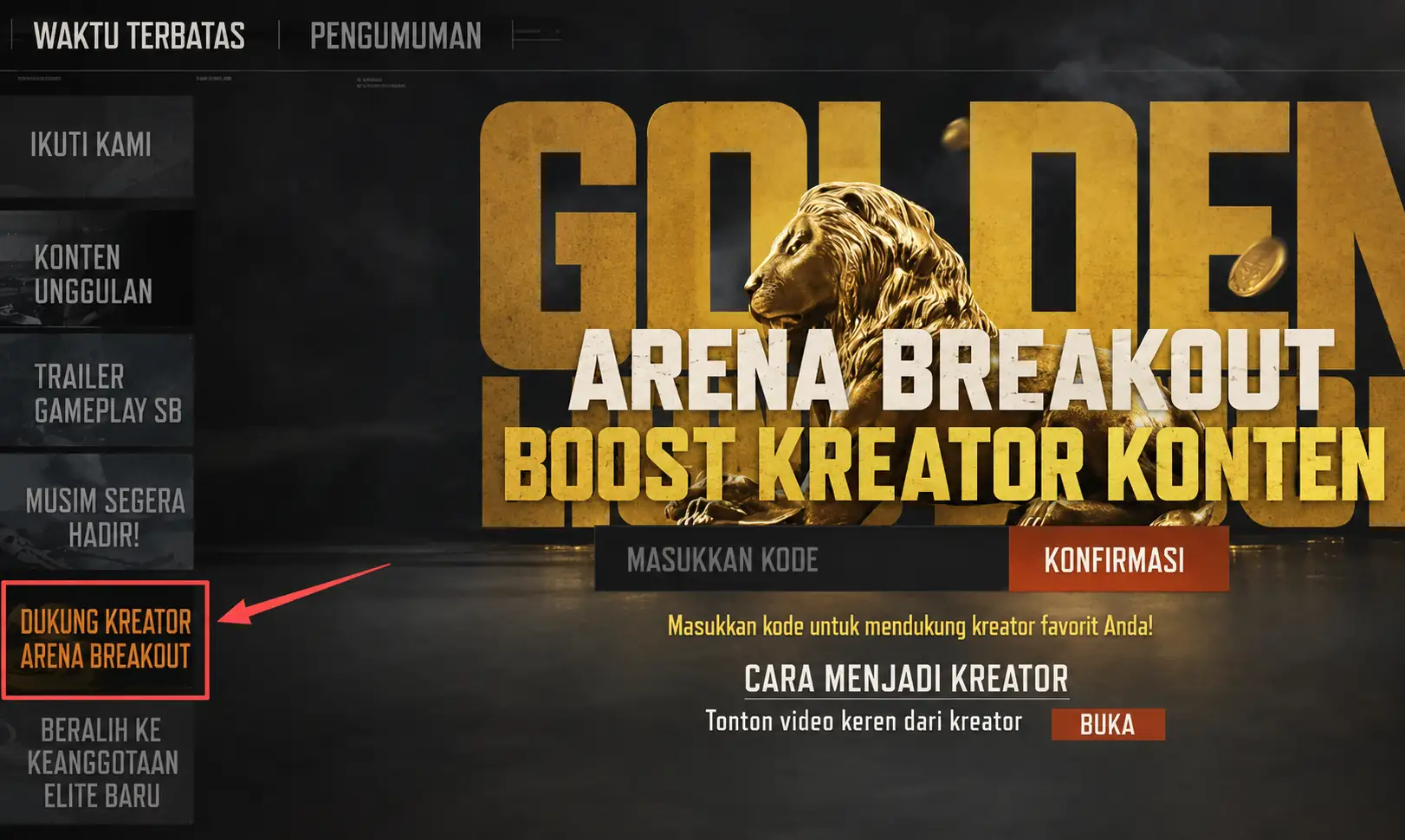 langkah 3 menukarkan kode arena breakout