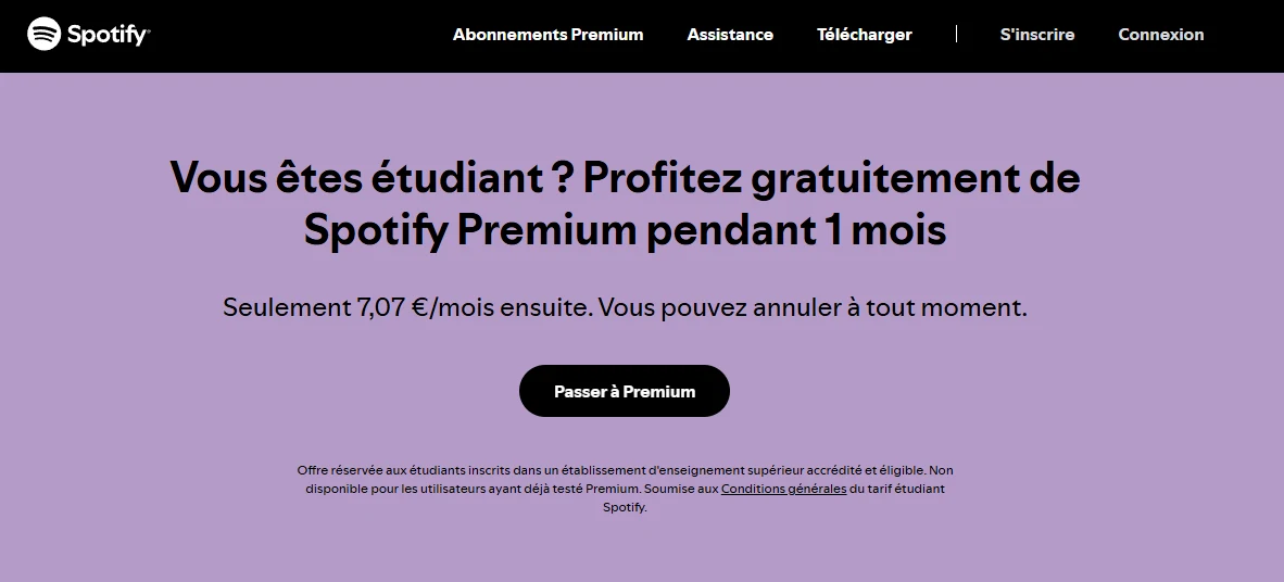Réduction Étudiant Spotify