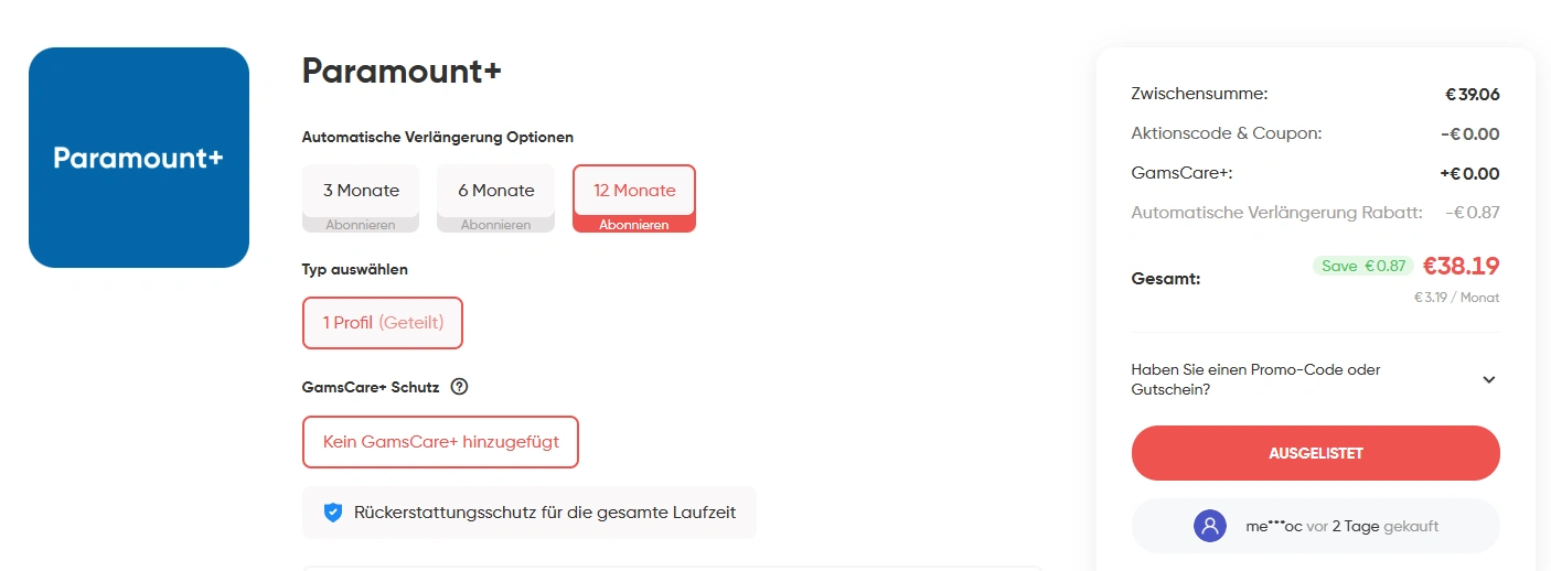 So teilst du Paramount Plus über GamsGo
